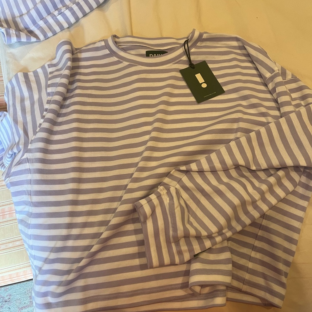 COPY - Striped Lavender and White Long Sleeve Shirt